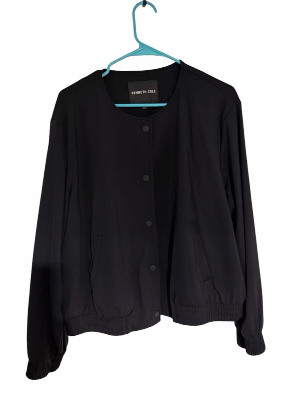 Kenneth Cole Black Snap-Front Bomber Jacket